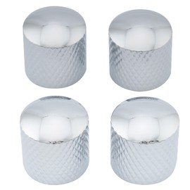 Musiclily Guitar Metric Metal 6MM Knurling Shaft Dome Top Control Knobs for Fender Tele Strat Electric Guitar or Bass, Chrome(Pack of 4)