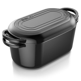 Enameled Dutch Oven - 3.5 Qt Cast Iron Pot with Lid - Bread Pan for Sourdough Bread Baking, Slow Cooker, Dual Handles, Great for Roasting & Cooking, Premium Bakeware