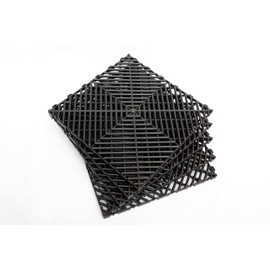 Boss Detail Modular Garage Flooring Tile - Interlocking Soft PVC, 12''x12'' Pool Patio Floor, Interlocking Drainage Mats Outdoor Indoor (5, Black) TL05