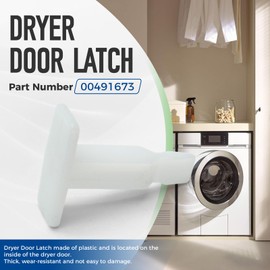 00491673 Dryer Door Latchfor Bo-sch Dryers, Dryer Door Strike Replaces AP3740824, 1107391, 491673, AH3472320, White, 1Pcs