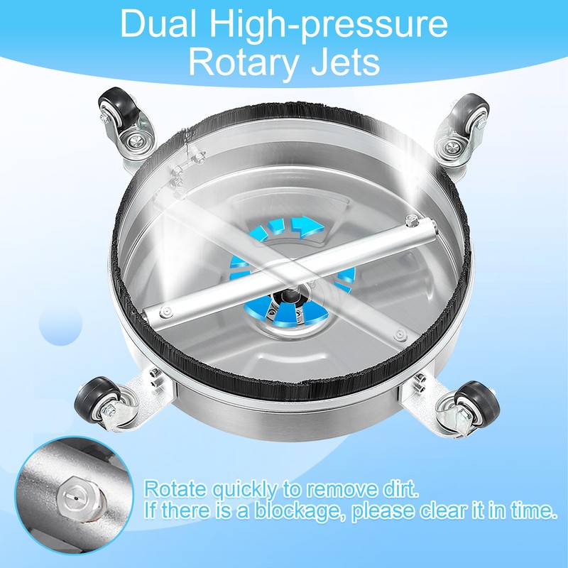 Tool Daily 14” Pressure Washer Surface Cleaner, Stainless Steel Driveway