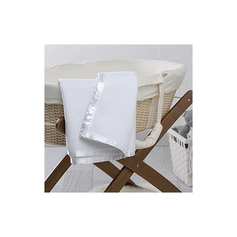 Sweet Dreams Bassinet Cotton Fleece Blanket, White