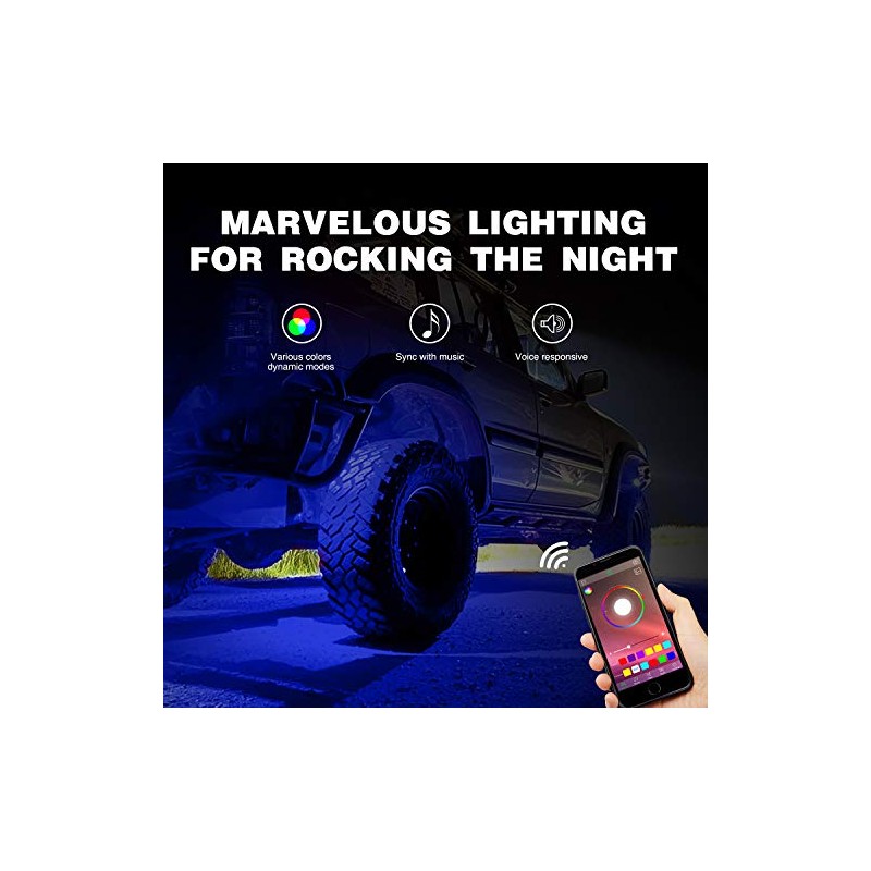 Nilight Kit de 8 Luces LED RGB Rock RL07H, Multicolor,