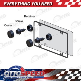 OttoSpeed License Plate Screws and Caps Kit - Anti Theft Security Fasteners with Threaded Screw Covers for Front and Back Plates on Cars, Trucks, and SUVs - 12-Piece Black Stainless Steel Bolt Set