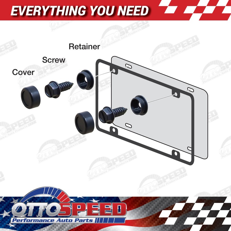 OttoSpeed License Plate Screws and Caps Kit - Anti Theft