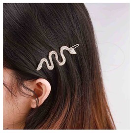 Yheakne Pasador de pelo de serpiente de cristal bohemio con diamantes de imitación dorados, pasadores decorativos para el cabello, accesorios para el cabello para mujeres y niñas (dorado)