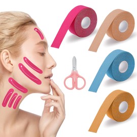 4 Rollen Anti-Falten-Band Faltenpflaster, 2,5cm x 500cm Anti-Falten-Pflaster, Gesicht-Augen-Nacken-Lift-Band, Multifunktionale hohe Elastizität Stirn Stirn Stirnfalte Gesicht-Lippe-Mund-Falten