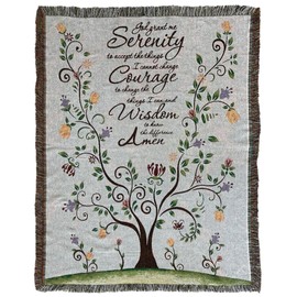 EZ.enjoy God Grant Me The Serenity Prayer Woven Tapestry Throw Blanket Wall Hanging Art Handicrafts Multipurpose Soft Travel Mat Outdoor with Fringe Tassels 50 X 60 Inches