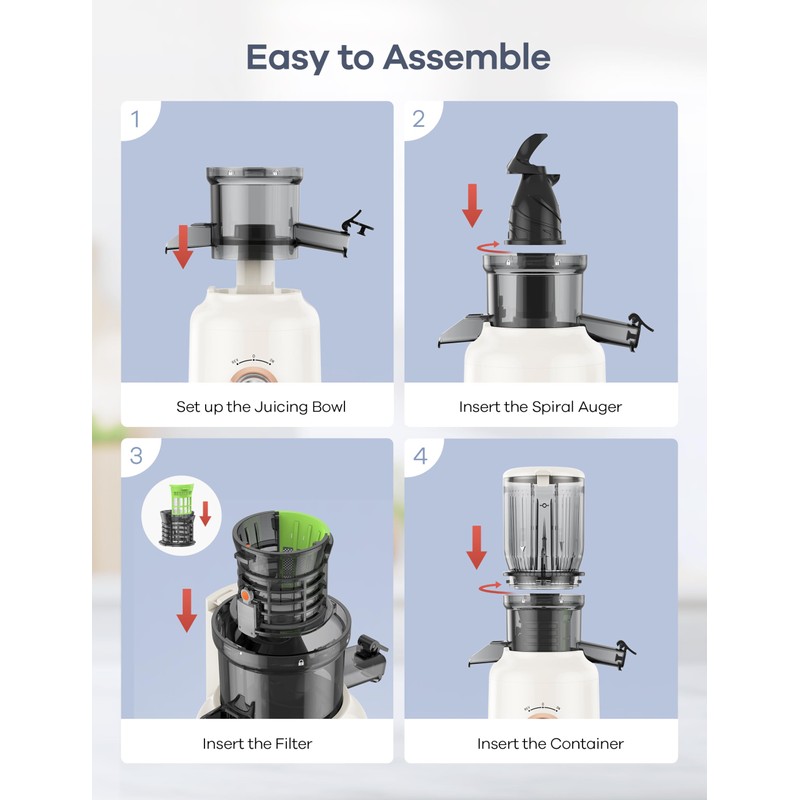 Ganiza Juicer Machines, Cold Press Juicer with 4.3" Large Feed