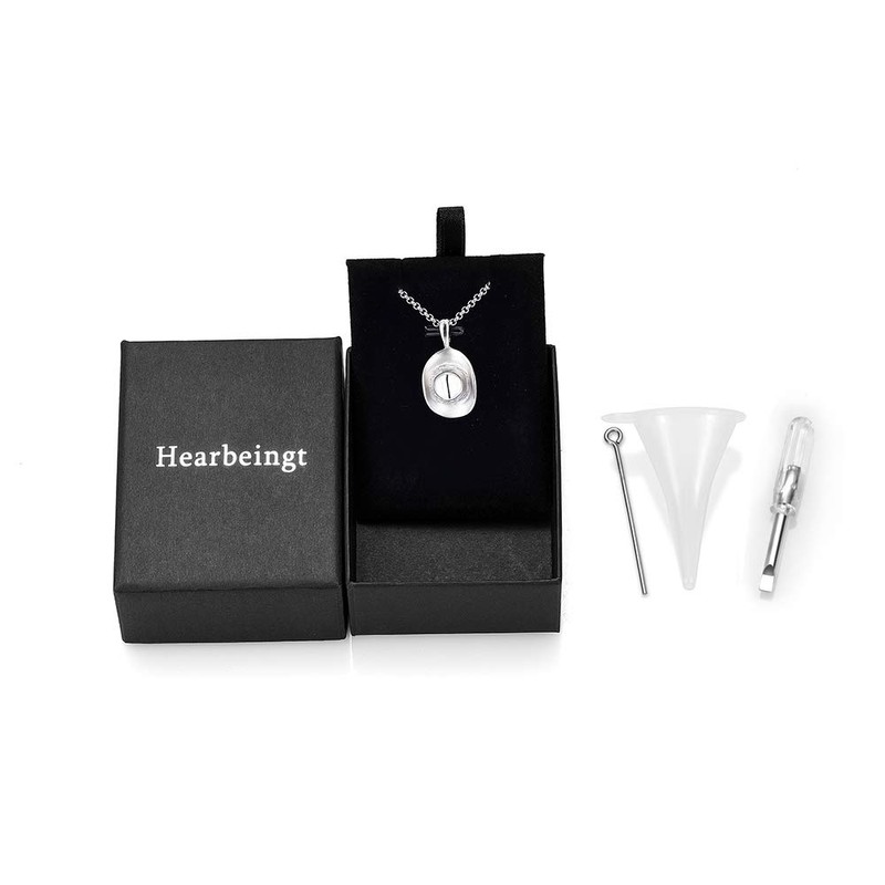 SS9721 Cowboy Hat Stainless Steel Cremation Urn Pendant Necklace Memorial