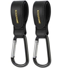 Kcicephine 2PCS Universal Baby Stroller Hooks Clips for Hanging Bags and Shopping, Stroller Caddy Clips,Convenient Stroller Wheelchair Accessories, Baby Travel Essentials, New Mom Essentials（Black）
