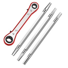 Chumia 4 Pcs Metal Seat Removal Set Including 3 Removal Tools and a 3/8 Inch and 7/16 Inch Ratchet Shower Cartridge Faucet, Remove and Install Hex or Square Faucet Seats Tool