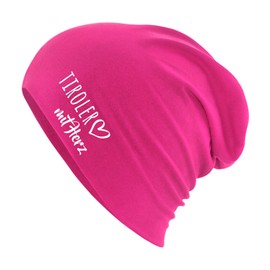 Huuraa Beanie Tyrolean with Heart Gift Tyrolean Gift Idea, fuchsia, Unit size