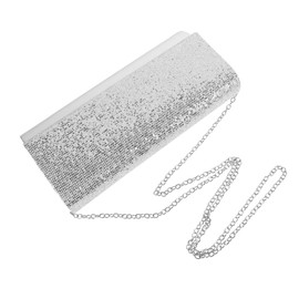 OATIPHO Women Evening Clutch Bag Sequins Pu Material Elegant Silver Design for Weddings Parties and Banquets Spacious Handbag for Essential Items