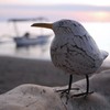ART-CRAFT Hand-carved decorative seagull in shabby chic style, maritime wooden