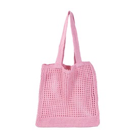 WYNAKESHU Crochet Tote Bag Summer Beach Tote Bag,Straw Tote Bag Large Woven Beach Bag Handbag Knit Bag for Women Travel Vacation Shopping, Pink