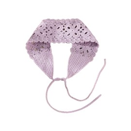 OYOANGLE Women's Boho Crochet Knit Hair Band Vintage Head Wrap Hair Bandanas Head Kerchief Purple One-Size