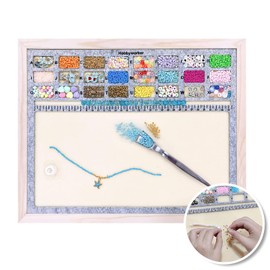 hobbyworker The Second Generation Beading Mat,Bead Board Surface Flocking with Wooden Base and Bead Scoop for Jewelry Making and Beading Supplies