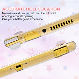 DLseego Protective Case Suitable for Switch Lite Console 2019, TPU Soft Shell Anti-Slip Shock-Absorption Crystal Protective Heart Games Case with 2 PCS Cute Cat Paw Thumb Grips Caps- Glitter Purple