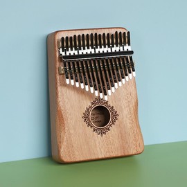Thumb piano 17 keys, portable finger piano gift, suitable for children and adults, stress relieving finger toy, suitable for relaxing and relieving stress - Color: Retro color