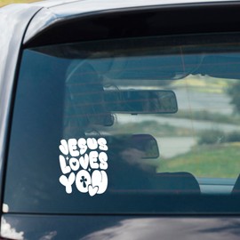 Jesus Loves You Car Decals, Christian Stickers, Jesus Stickers, Car Stickers and Decals, Bumper Stickers for Cars, Car Window Stickers, Window Vinyl Decals(5.3 x 4.4 in)