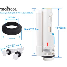 Toilet Flush Valve Replacement Kit 2 Inch Universal Water-Saving Toilet Repair Kit with Gasket and Bolts for Two Piece Dual Flush Valve White