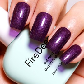 Firedeep Purple Pearl Gel Nail Polish 16ML Big Bottles Purple Shimmer Glitter UV/LED Soak Off Gel Polish for Nail Art Manicure DIY