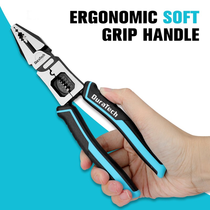 DURATECH 6-in-1 Linesman Pliers, 8.5" Multipurpose Combination Pliers with Wire