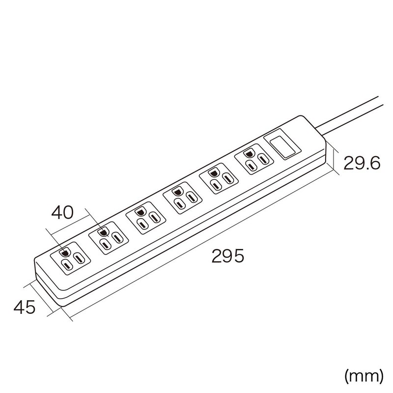 Sanwa Supply TAP-SH3625MG Shutter Tap, 3P, 6 Openings, 8.5 ft