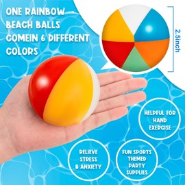 SYOZPXY Mini Beach Stress Balls for Kids, 12 Pieces Rainbow Relief Stress Foam Balls, Swimming Pool Game Toy, Sports Balls for Hawaiian Beach Birthday Party Favour Supplies