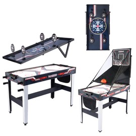 ROSEED 4 in 1 Combo Game Table for Home, Game Room, Friends & Family, Shooting Games, Air Hockey, Basketball, Darts, Multi Game Table