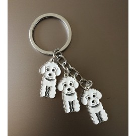 BbearT® Dog ID Tag Dog Key-ring Keychain,Cute Puppy ID Tags Metal Dog Keyring Keyfob Key Tags Car Keyring Bag Charm Birthday Christmas Gift (White Poodle)