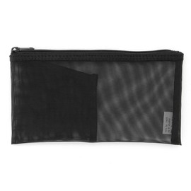 Nylon mesh pen case with pocket approx. 3.1 x 6.7 inches (8 x 17 cm), Black, Black, Casual