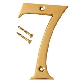 eSplanade 4" Brass House Hotel Door Number Plaque Sticky Numeric Numerical Digit 0-9 (7 (Seven))