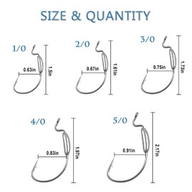Weighted Swimbait Hooks 25pcs Weighted Fishing Hooks Offset Bass Worm Hooks Weighted Wide Gap Jig Hooks for Soft Plastic Worm Lures Swimbait Freshwater Saltwater (3.5g)