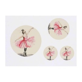 4 x 'Cute Ballerina Dancer' Temporary Tattoos - Water Resistant, Skin-Safe, Non-Toxic Transfers, Mixed Sizes (TO00084590)