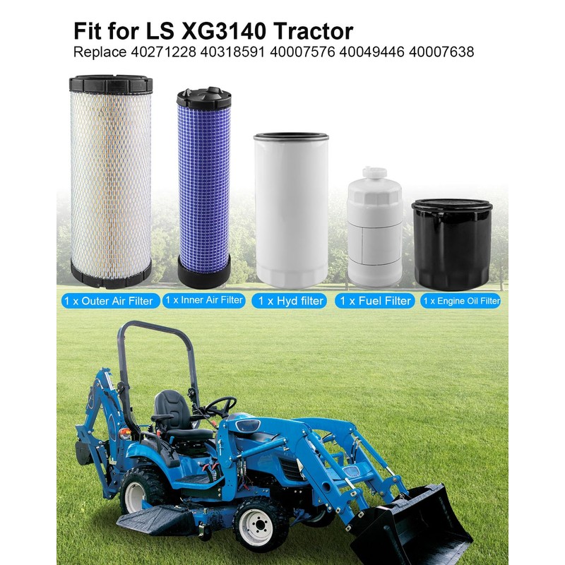 HUFEWU Filter Kit Fit for LS XG3140 Tractor Replace 40271228
