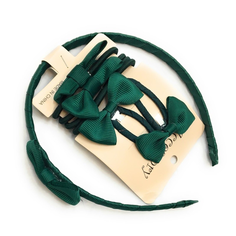 7 PIECE SCHOOL COLOURS Hair Bow Snap Clips SET ALICE