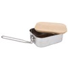 Stainless Steel Lunch Storage Box with Bamboo Lid Portable Camping
