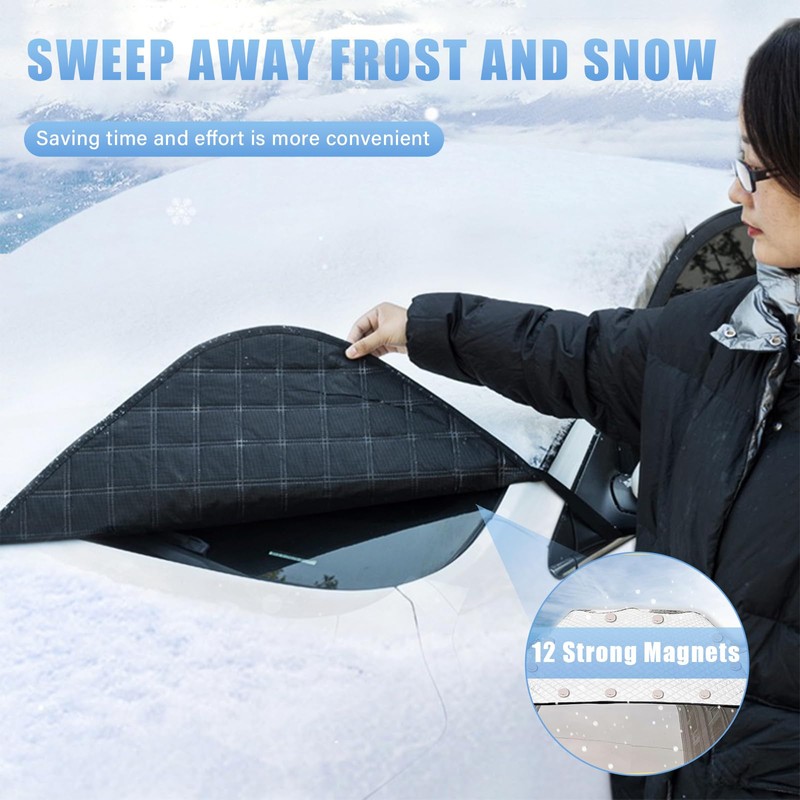 Dickno Car Windshield Snow Cover, 5 Layers Magnetic Auto Windshield