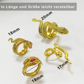 Snake Ring, Punk Snake Ring Set, Vintage Snake Ring, Snakes, Alloy Ring for Women and Men, Silver (Pack of 4), Non-precious metal