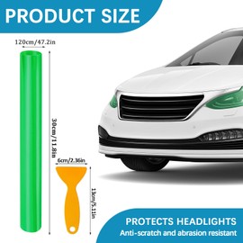 VBGURR Car Headlight Tint, Headlight Tint for Car Waterproof Headlight Tint Film for Rear Light Car Tint Film 30 X 120cm (Green)