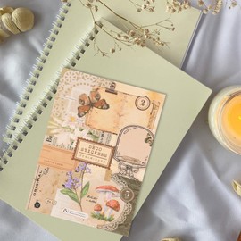 IWOWHERO Vintage Journal Kit with Decorative Stickers for Aesthetic Scrapbooking Includes Various Designs for DIY Journal Hand Account and Craft Projects