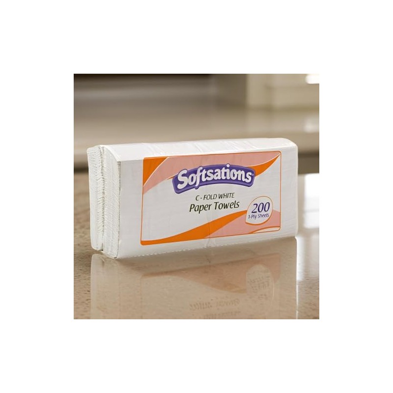 Premium C-Fold White Paper Towels - 1-Ply (1 Pack of