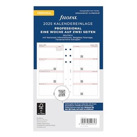 Filofax Personal Professional 1 Week on 2 Pages (German) 2025