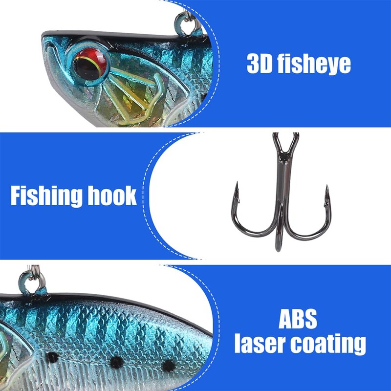 Fishing Lures, 3 Pieces Swimbaits with Barbed Hooks, Crank Baits