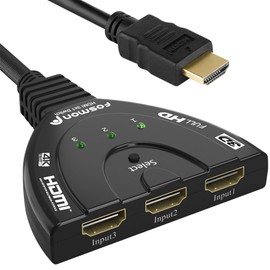 Fosmon HD8061 3-Port High Speed HDMI Switch with Pigtail Cable Supports 4K Full HD 1080p 3D