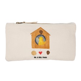 Mr. & Mrs. Panda Size S Small Make-Up Bag Birdhouse Gift Animal Motifs Case Flat Pencil Case XXL Good Mood Funny Sayings, White, Hand Drawn