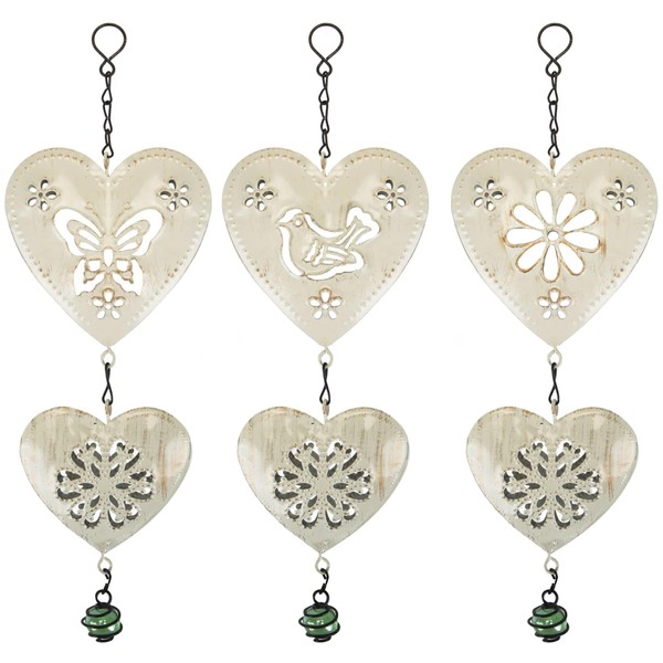 Quickdraw Supplies Set of 3 Hanging Heart Decorations Garden Ornament