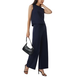 AFITNE Womens 2 Piece Outfits Air Essentials Sleeveless Tank Crop Top Wide Leg Sweatpants Lounge Set 2024 Tracksuit 31" Blue, S